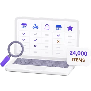 Laptop with a branch by platform matrix and a 24,000 items badge