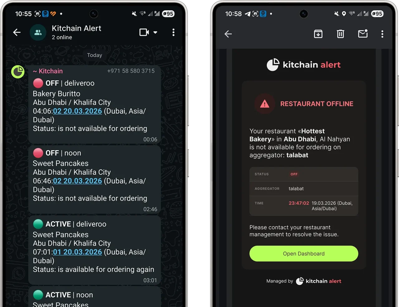 Kitchain Alert — Notification examples